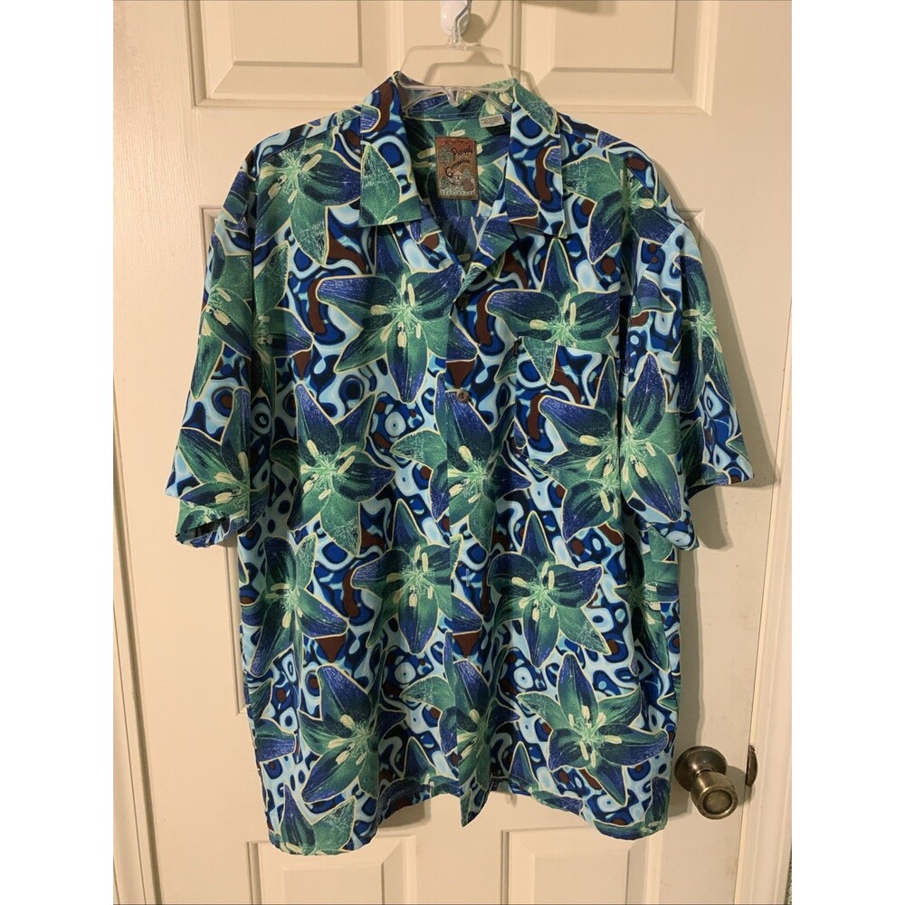 Vintage Pineapple Connection Hawaiian Shirt Mens XL Palm All Over Print
